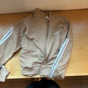 adidas Tan Jacket with White Stripes